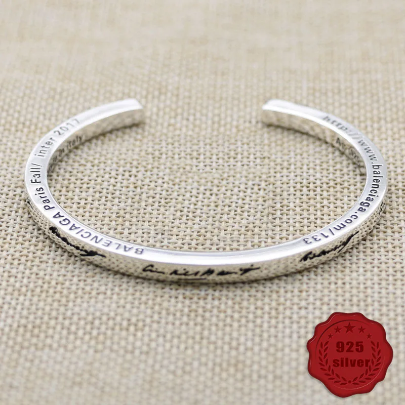 

2019 new S925 Bangles bracelet fashion personality retro simple couple jewelry letters to send lover gift hot sale