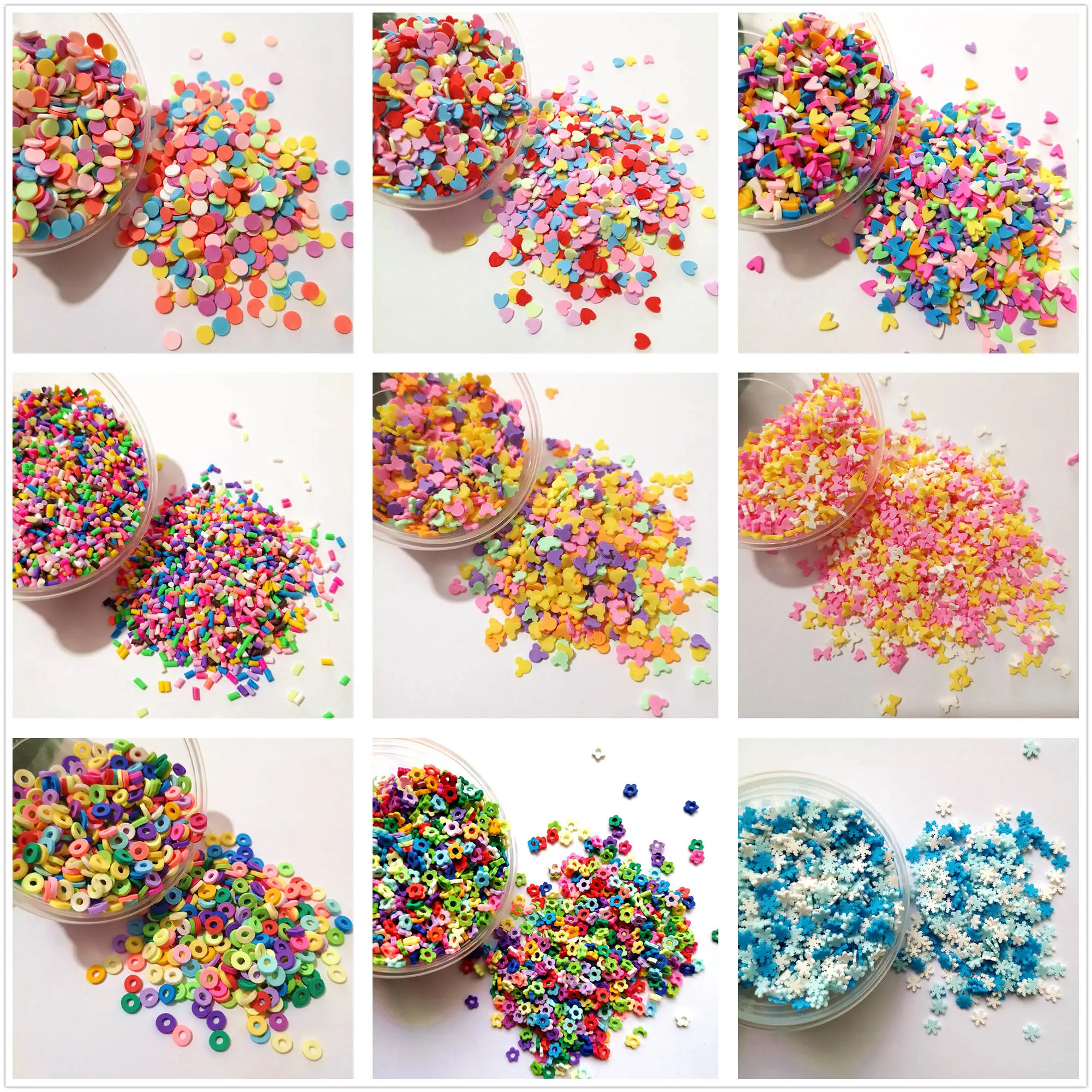 

50g/lot Polymer Hot Soft Clay Sprinkles Colorful for DIY Crafts plastic klei Tiny Cute Mud Particles