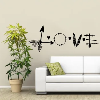 

Arrow Wall Decal Love Vinyl Letter Feather Sticker Heart Indie Boho Bohemian Bedroom Home Decor Living Room House Poster WW-102