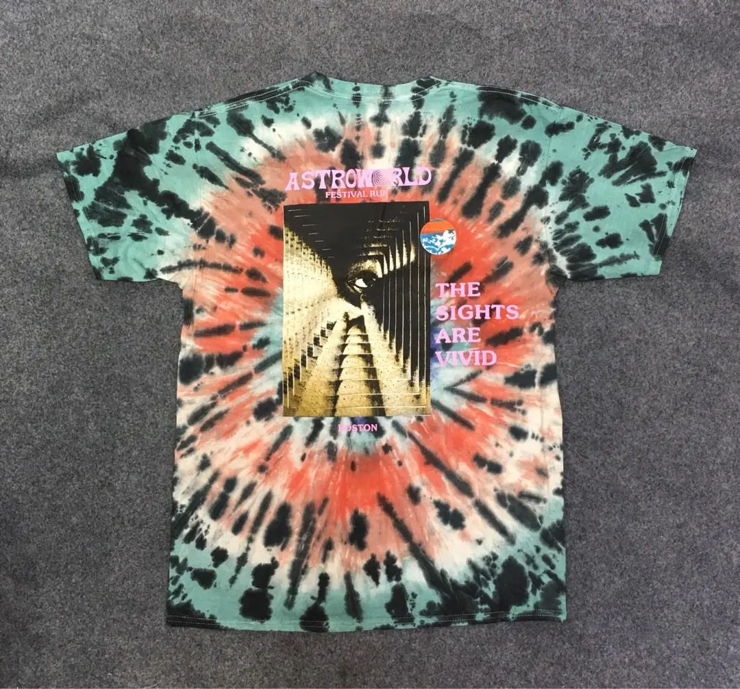 

Astroworld TShirt Men Women Travis Scott Festival Run Tie Dye Aliens Screamer FOG Vetements Burlon ASTROWORLD Tshirt top Tee