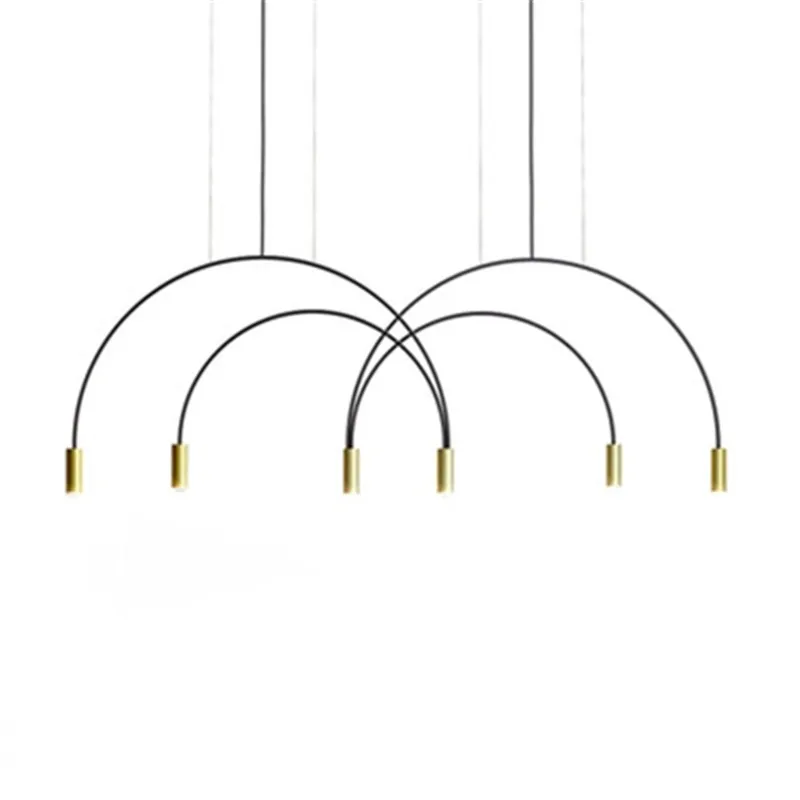 Скандинавский дизайн минималистическая линия кованая железная люстра простая