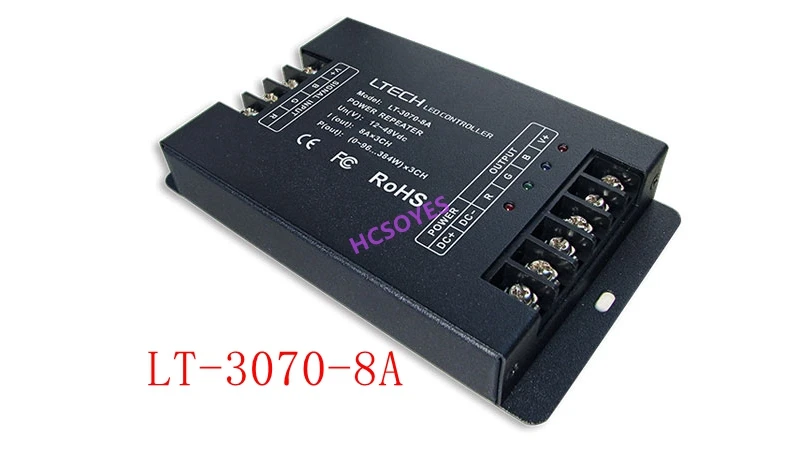 

Ltech LT-3070-8A Constant Voltage aplifier ,rgb led Power Repeater,DC12-48V,8A*3Channel single color & RGB controllers