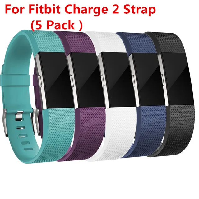 5 Pack Replacement Silicone Rubber Band Strap Wristband Bracelet 5 Pack Replacement Silicone Rubber Band Strap Wristband Bracelet For Fitbit Charge 2 Small