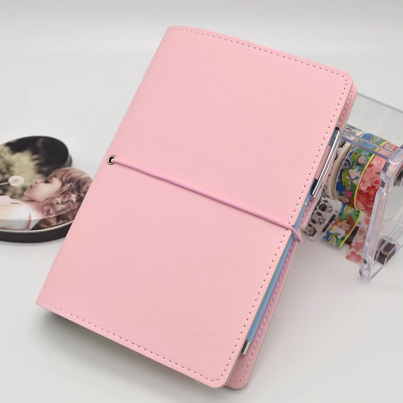 

A6 Dalily Notebook Cute Solid Loose-leaf Notebook Portable Travel Journal Hand Writing Book Diary Bandage DIY Universal Books