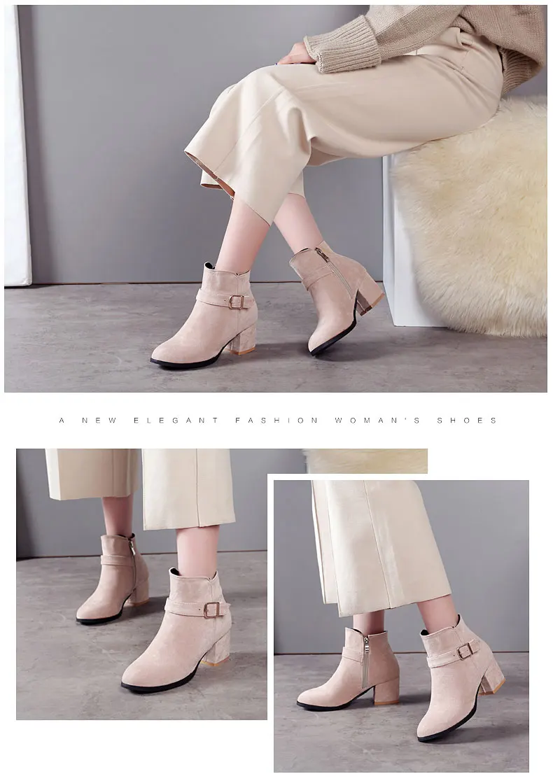 RQFF Brand Winter Boots Women With Box Big size34-43 Flock Warm Shoes Woman High Heel Ankle Boot Female Zip Footwear Ladies Shoe (8)