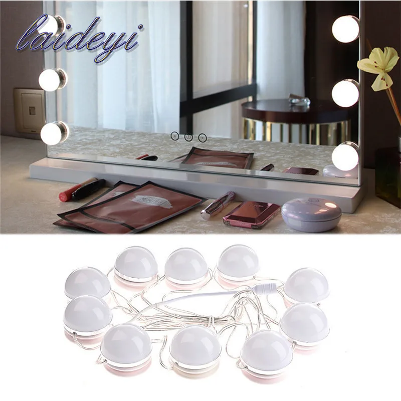 

LAIDEYI 10pcs Makeup Mirror buld Vanity LED Light Bulbs Kit for Dressing Table with Dimmer and power supply, Mirror Not Included