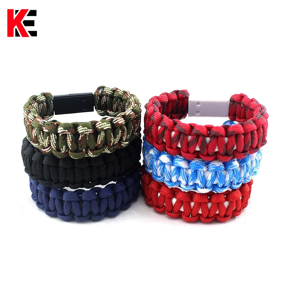 Открытый выживания paracord нейлоновый браслет стиль iPhone зарядное устройство USB