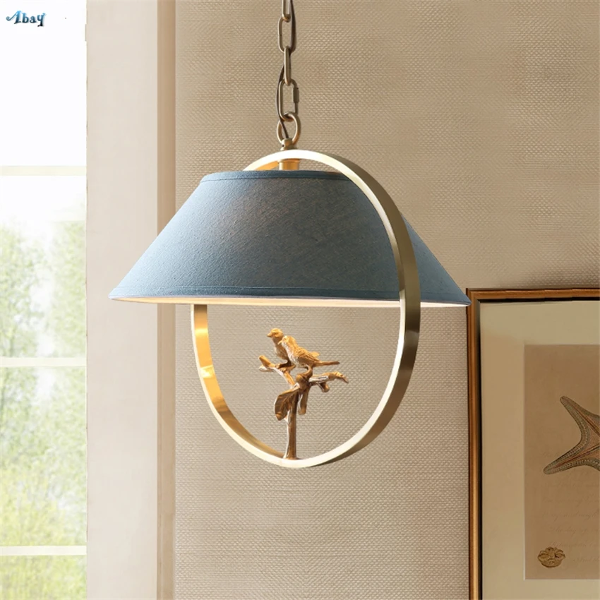 

American Country Loft Copper Birds Pendant Lights Bedroom Living Room Kitchen Retro Table Bar Restaurant Hanging Lamps Fixtures