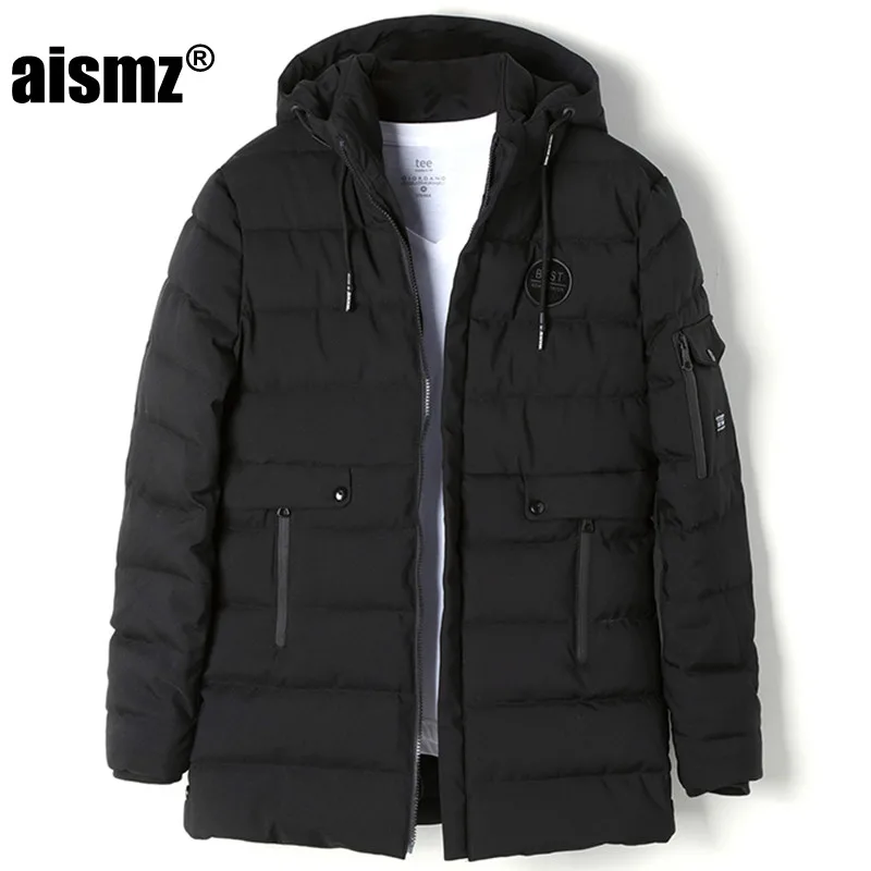 Aismz Winter Jackets Men s Cotton Parkas Coats Thicken Warm Brand Clothing With Hooded Fashion Outwear