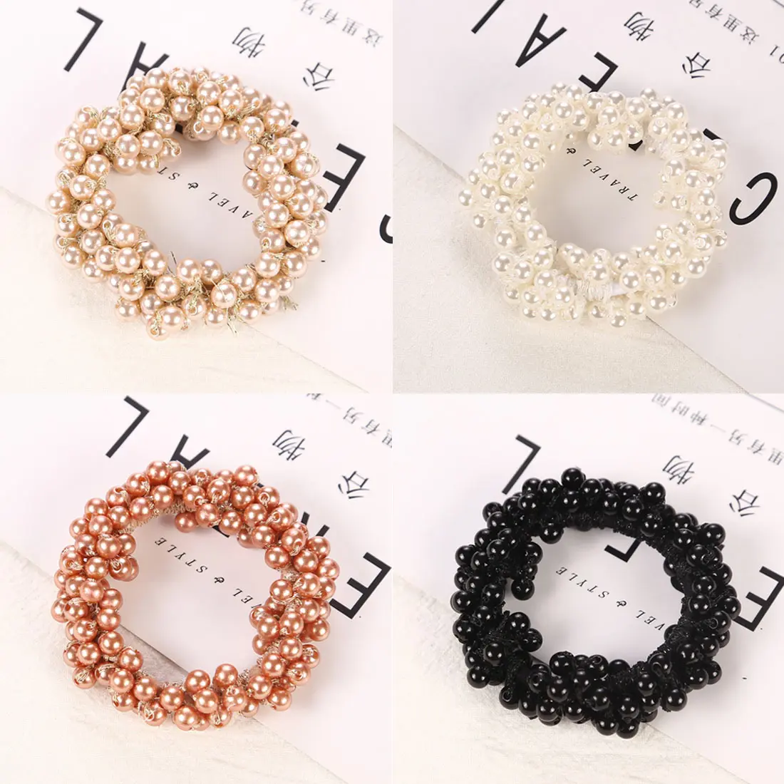 

Fairy Pearls Bead Elastic Rubber Hair Bands Elegant Head wear Women Girl Hair Rope Scrunchy Ponytail Jewelry Hair Accessories