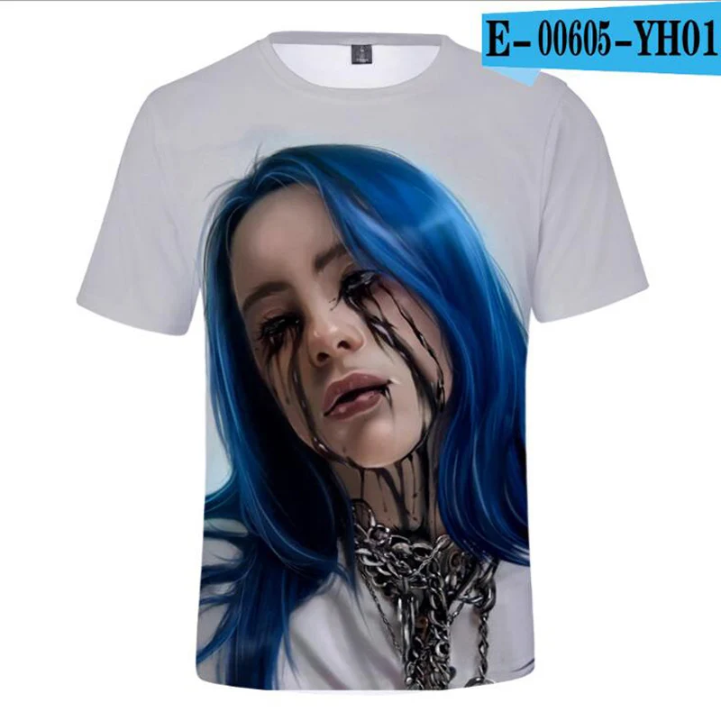 Хип хоп модная брендовая одежда Billie Eilish Мужская 3D футболка для женщин уличная повседневное короткий рукав Футболка Homme Camiseta Hombre