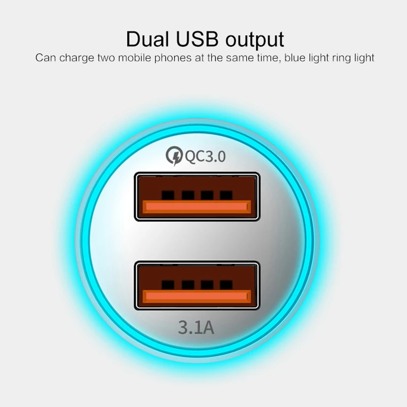 QC 3,0 Автомобильное USB зарядное устройство прикуриватель 3.1A Мини двойной USB 2 порта USB быстрое зарядное устройство автомобильное зарядное устройство адаптер питания