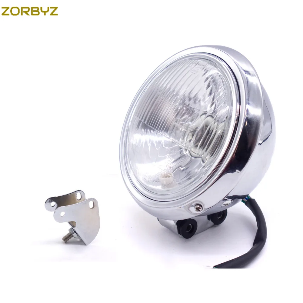 Zorbyz Мотоцикл Chrome Круглый фар головного света с Кронштейн для Harley Honda Yamaha пользовательские