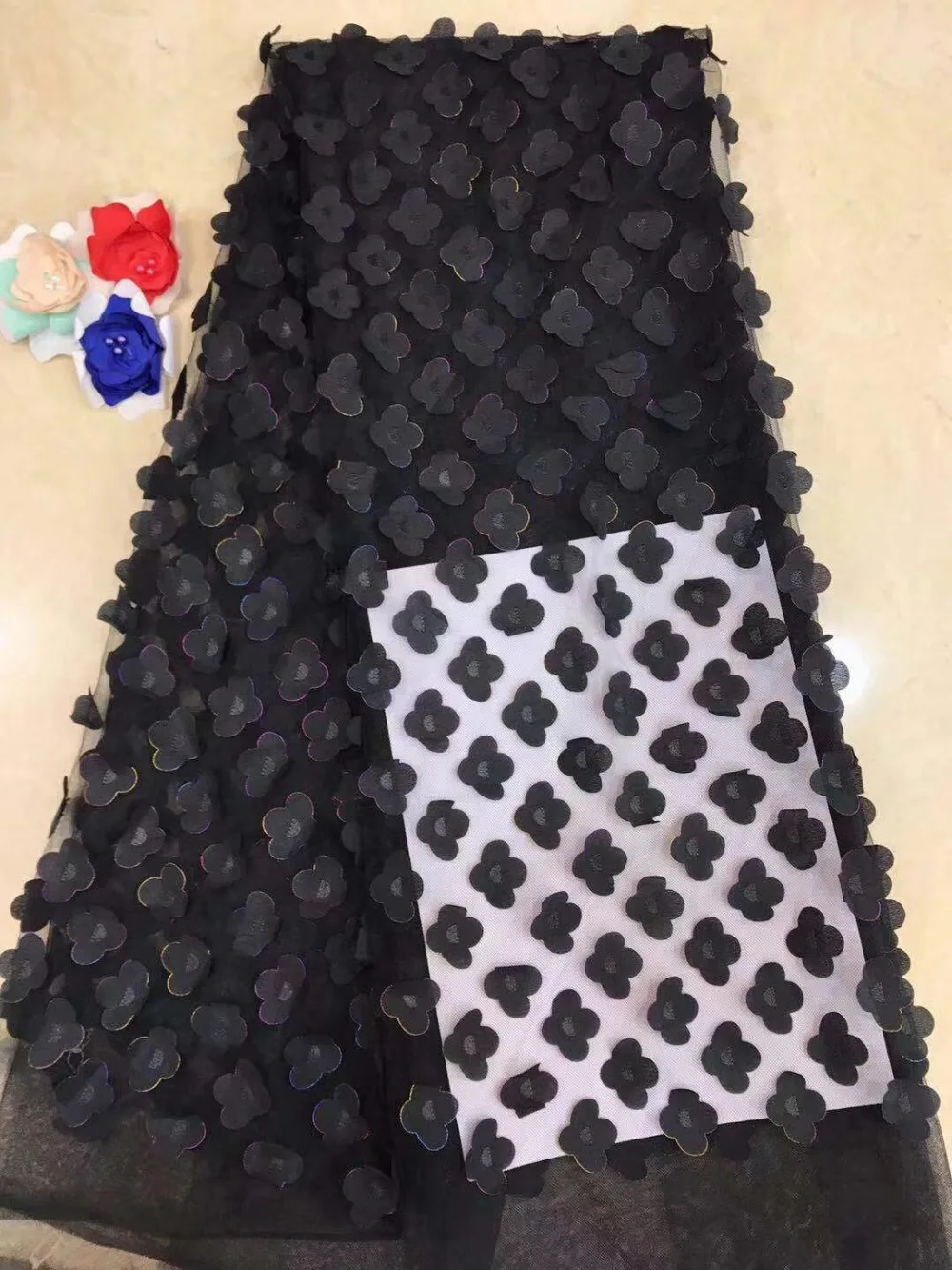 

French lace fabric 5yds/pce dhl black 3d petals fabrics women gorgeous luxury lagos party event asoebi dress 2019 new design