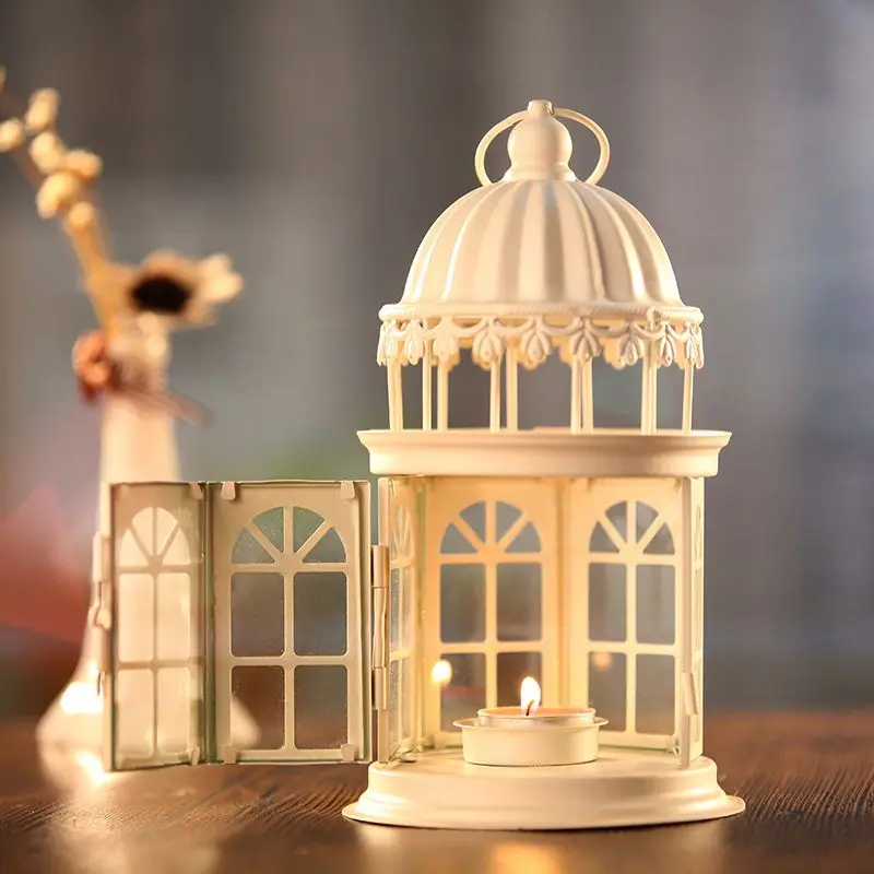 Декоративные подсвечники Ретро романтическая свечка Свадебные украшения железа домашняя обстановка, американская стеклянный подсвечник