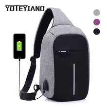 YOTEYIANO Повседневное Груди Сумка мужская сумка холст пакет женские один плечевой ремень сумка с USB для подзарядки Дизайн