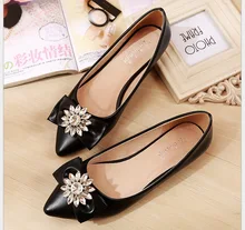 2017 Spring Summer Fashion crystal flower Pointed toe women shoes ballet flats Plus size 33-43