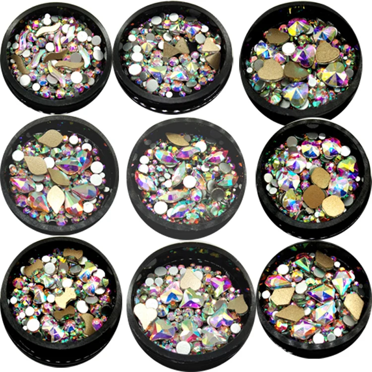 

Crystals Nail Rhinestones For Nail Art Decorations Flatback Gemstones 3D Glue on Rhinestones For Nails Design