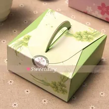 Портативные зеленый цветок Cake Box Печенье Десерт cookie коробки конфет небольшая пекарня подарочный пакет поставки сувениры