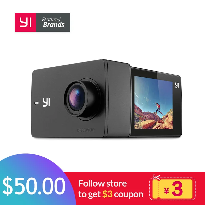 YI Discovery Action Camera 4K 20fps Sports Cam 8MP 16MP with 2 0 Touchscreen Built in