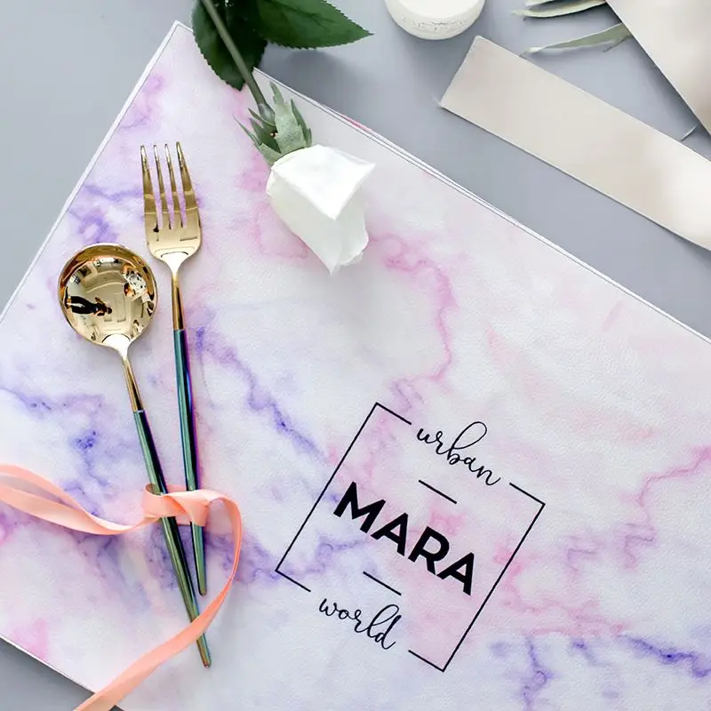 شيك جلدية الرخام الذهب المائدة الجلود Placemat وسادة طاولة طعام حصيرة الحرارة العزل عدم الانزلاق المفارش الرخام عاء كوستر