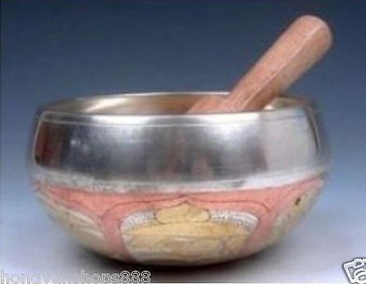 

B0601 415 Vintage Tibetan Copper Gold Gilt Large Singing Bowl singing bowls Antique Garden Decoration Silver Brass