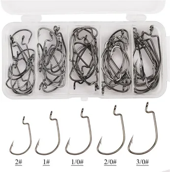 

Fishing hooks 50pcs crank hook set with box jig lead head Bass fish hook for Soft Bait Carp Fishing Tackle accessories Pesca