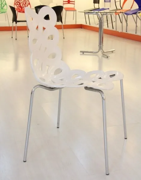 The fashion and art dining chair, hollow chairs, plastic+ metal, metal furniture,modern dining room chairs