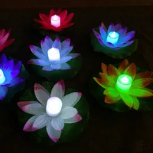 

LED flood light Artificial Lotus Colorful Changed Floating Flower Lamps Water Swimming Pool Wishing Light Lanterns Party Supply
