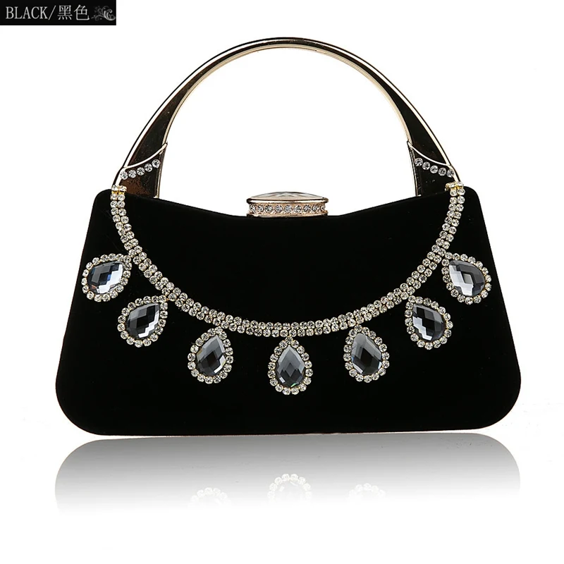 Синяя китайская женская Свадебная вечерняя сумка, клатч, сумочка Mujer Bolso стильные вечерние сумочки для невесты, сумочка для макияжа F988-1A - Цвет: Черный