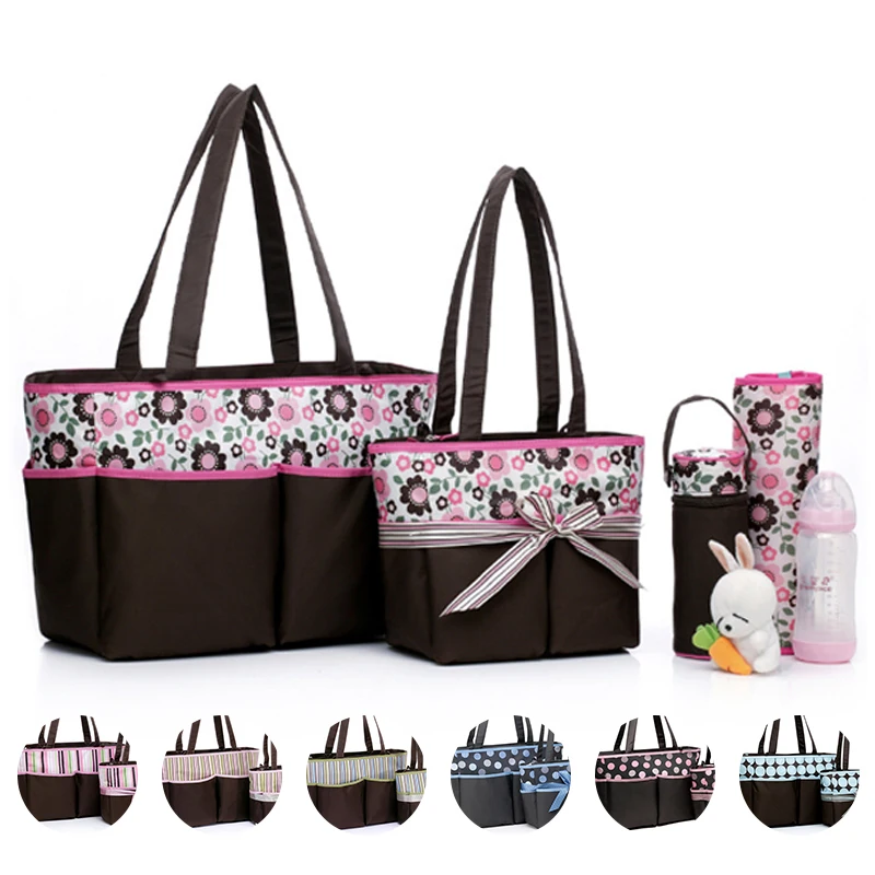 5 pieces set Large capacity Nappy Tote Hobos maternity Nursing baby bag