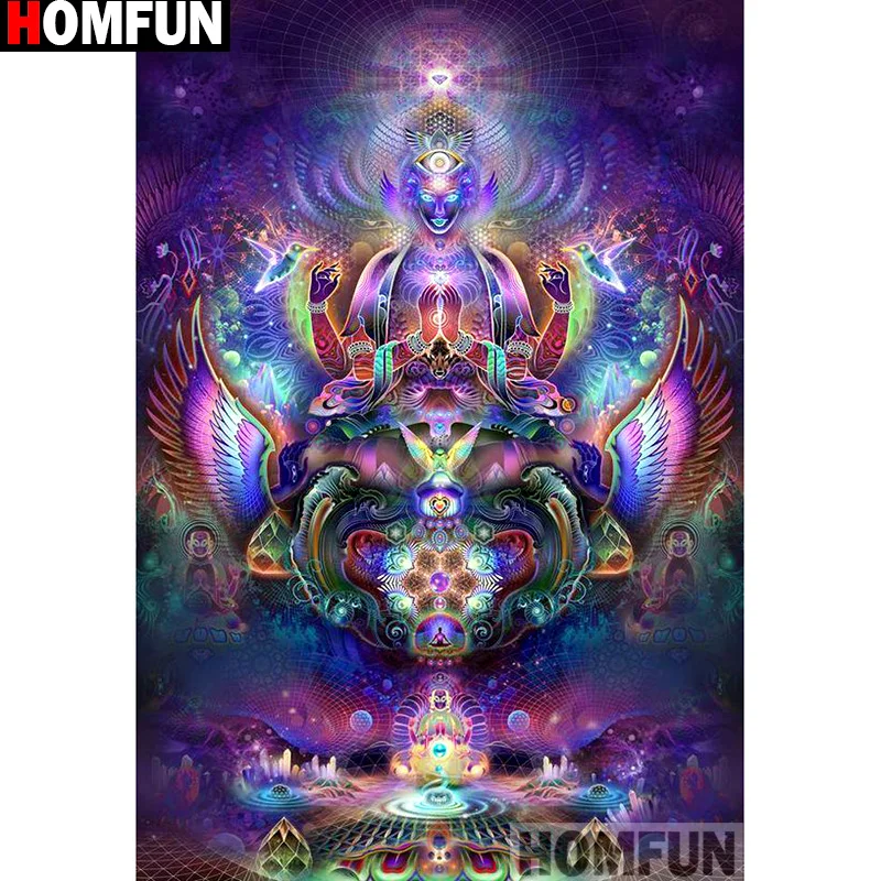 Алмазная живопись HOMFUN A13961 картина религиозный Будда с полными