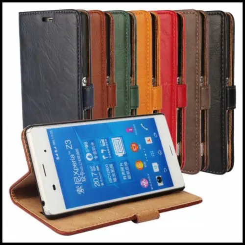 Для Sony Xperia Z3 Ретро жатый бумажник PU Стенд кожаный чехол телефона для телефона|case