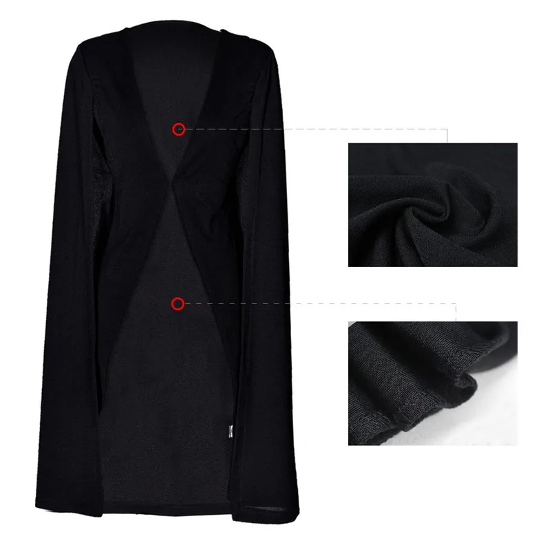 Модный женский длинный белый/черный льняной Блейзер, куртка, однотонная с длинными рукавами, открытые спереди, пончо и накидки