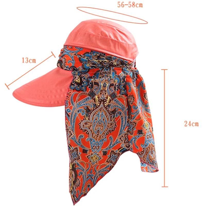Модная женская летняя уличная Солнцезащитная шляпа для верховой езды с защитой от ультрафиолета, Пляжная Складная Солнцезащитная шляпа с цветочным принтом, шапка с широкими полями для шеи и лица