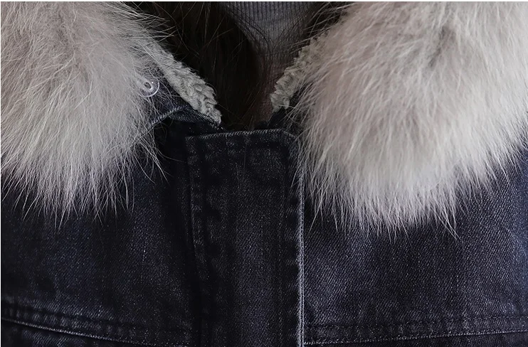 UHYTGF модная зимняя теплая джинсовая куртка из лисьего меха с капюшоном, Женская свободная Вельветовая утолщенная джинсовая куртка из овечьей шерсти, женские пальто больших размеров 971