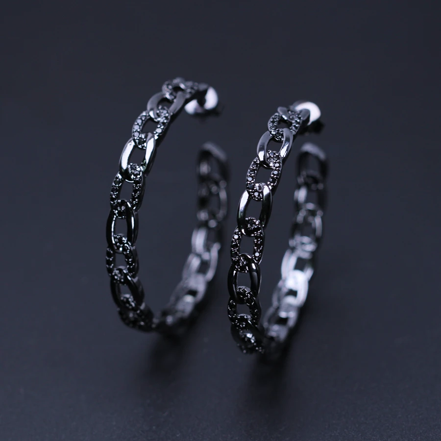 

Newranos Trendy Link Chain Hoop Earrings Pave Micro CZ Zircons Circle Round Hollow Earrings for Women Fashion Jewelry EWX001382
