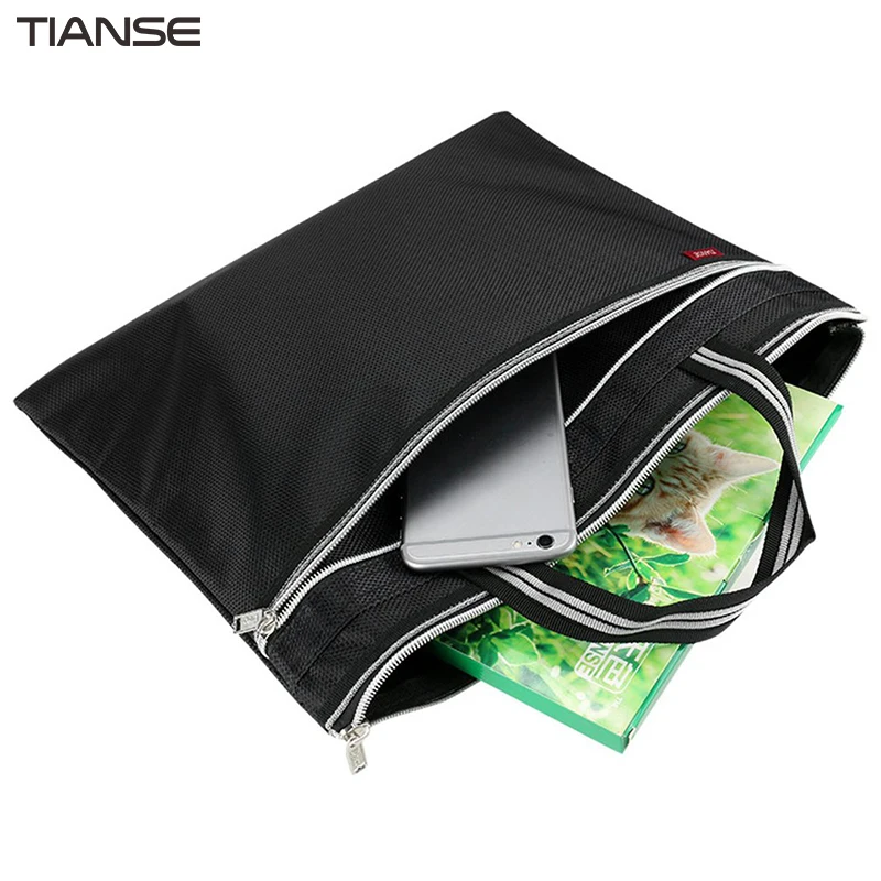 

TIANSE Multifunction Waterproof Wear-resistance Zipper Business File Hand Bags Portable Large Capacity Double Layer File Bag