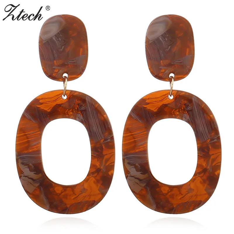 

Ztech Drop Earrings For Woman Double oval Shiny Sequins Resin Water Drip Earrings Big Pendants Brand Jewelry Factory Price