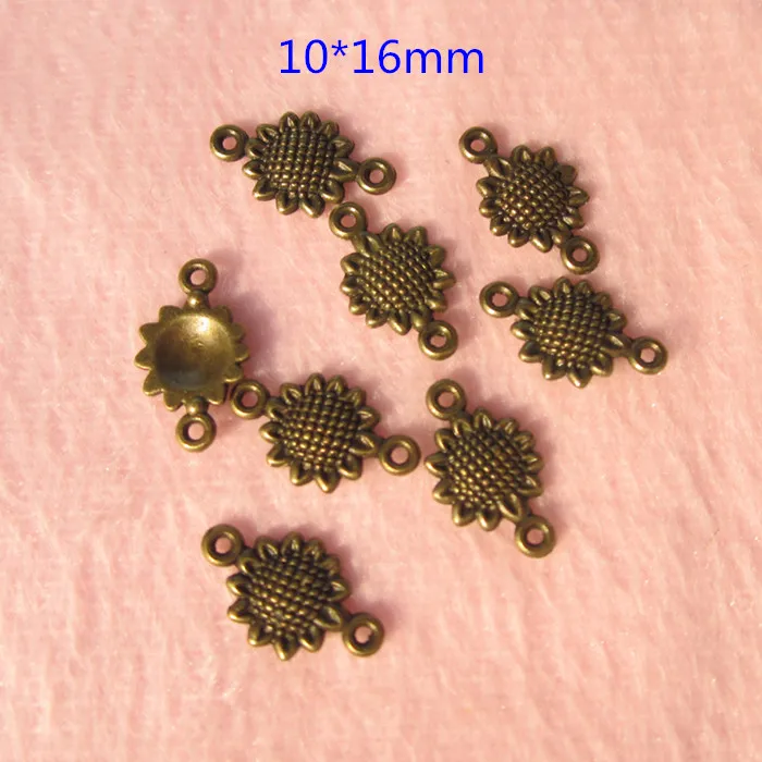 100 pcs Antique Bronze Alloy Sunflower Connectors For Bracelet