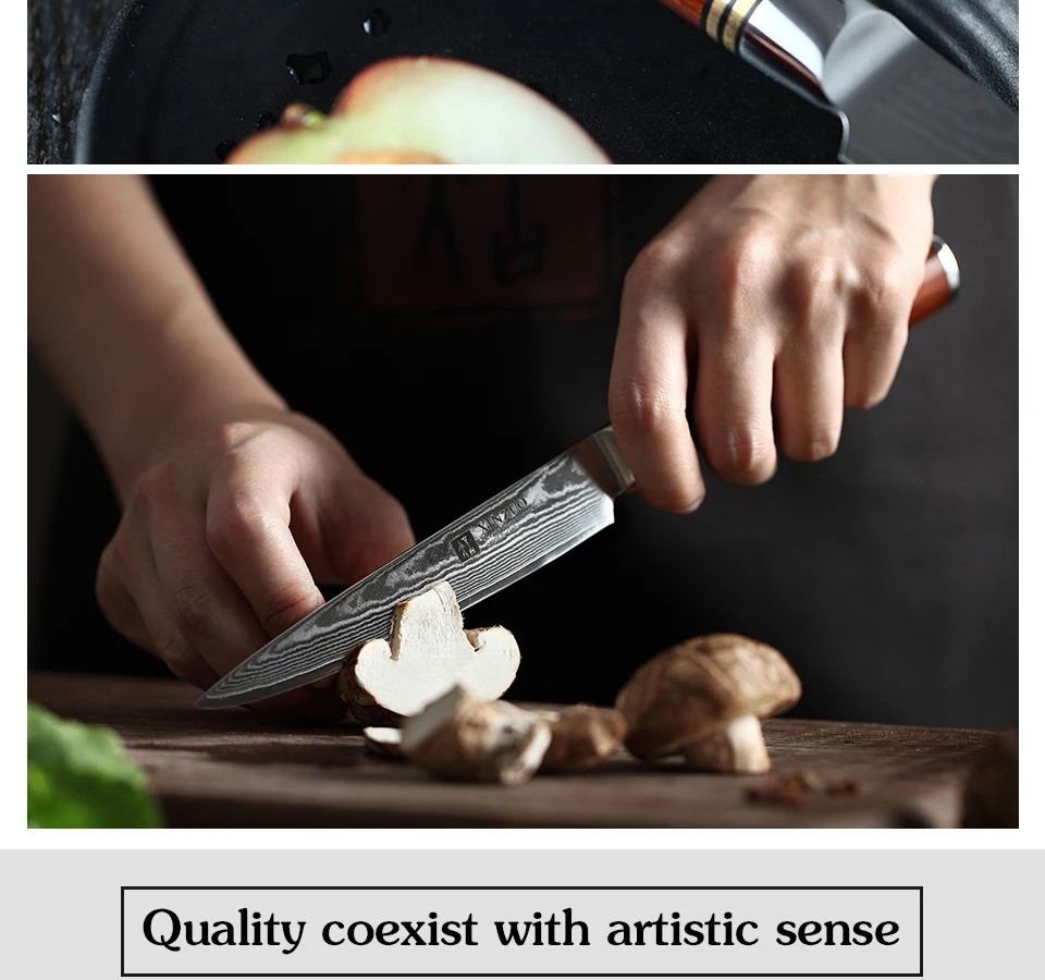 XINZUO " дюймовый универсальный нож японский VG10 Дамасская сталь Кухонное лезвие ножей для очистки фруктов ножи для овощей ручка из розового дерева