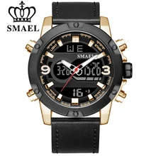 SMAEL Mens Watches Top Brand Luxury Fashion Quartz Digital Watch Men Genuine Leather Sports Military Wrist Watch For Male Clock