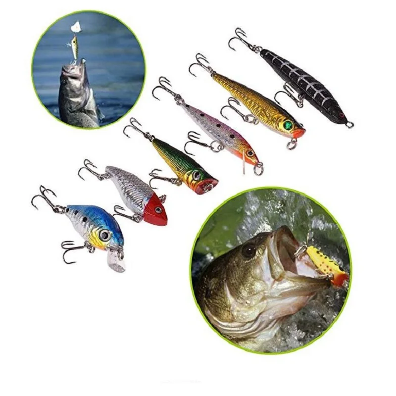 1 set Fishing Lures Baits hook Tackle Including Crankbaits, Spinnerbaits, Plastic Worms, Jigs, Topwater Lures, Tackle Box pesca