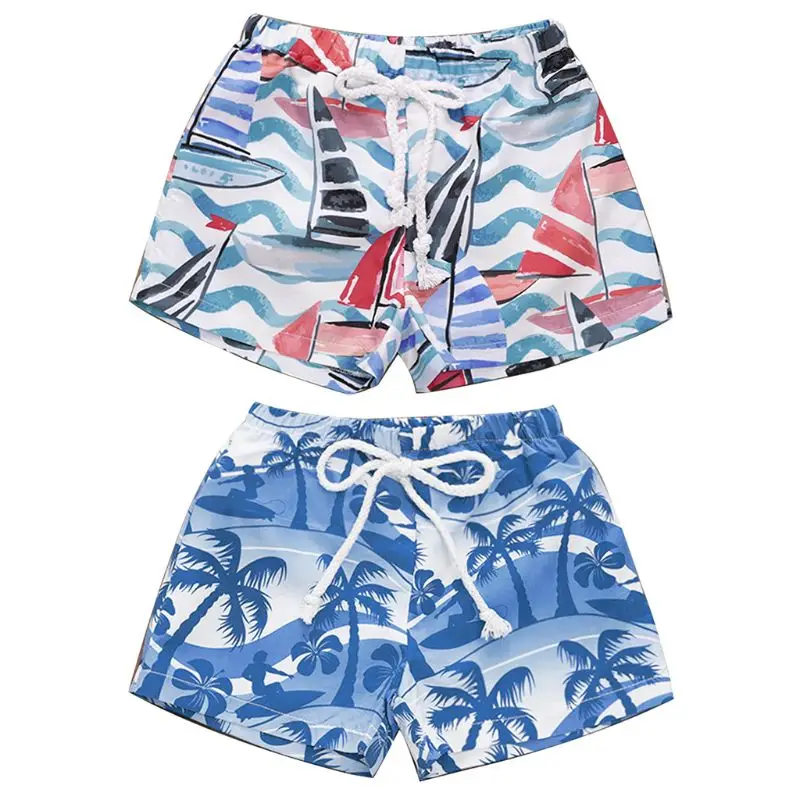 

Fashion Children Kids Shorts Hawaiian Style Beach Print Beach Pants Cute Boys Summer Swimming Wear
