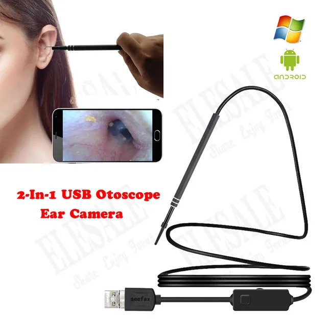 2 In 1 USB Otoscope Ear Camera OTG Android PC Ear Cleaning Endoscope