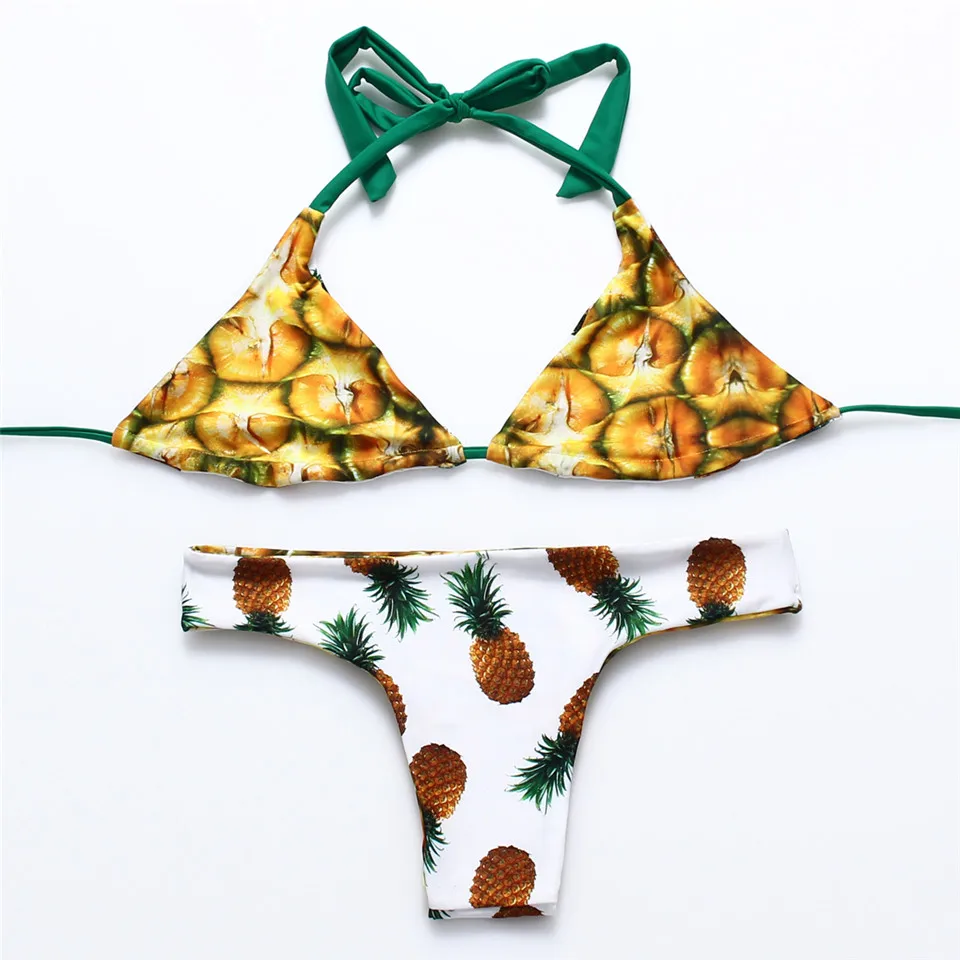 BANDEA Бразильский бикини для женщин бесшовные купальники для малышек Сексуальная ананас печати Купальник короткий топ бикини Низ