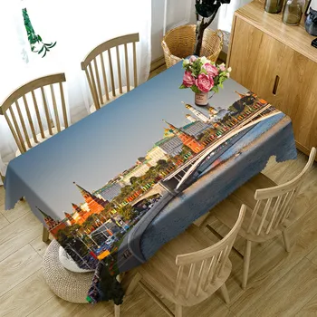 

Cityscape 3D Tablecloth Cotton And Linen Dinner Table Cloth Macrame Decoration Lacy Table Cover