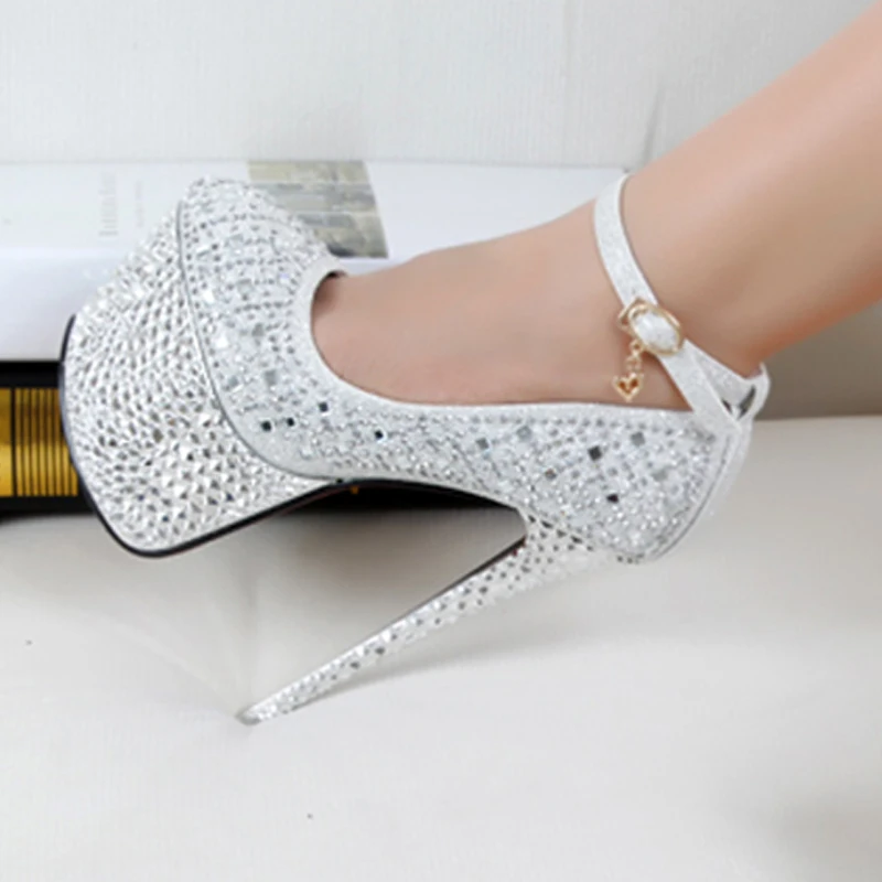 white silver high heels new 2014 pumps rhinestone 16cm wedding shoes white silver high heels new 2014 pumps rhinestone 16cm wedding shoes