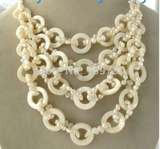 

Jewelr 003016 White Nugget Baroque Freshwater Pearl & Shell Necklace 18