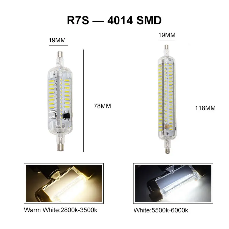Светодиодная лампа Foxanon R7s 78 мм 118 светодиодная SMD 4014 5050 2835 точесветильник